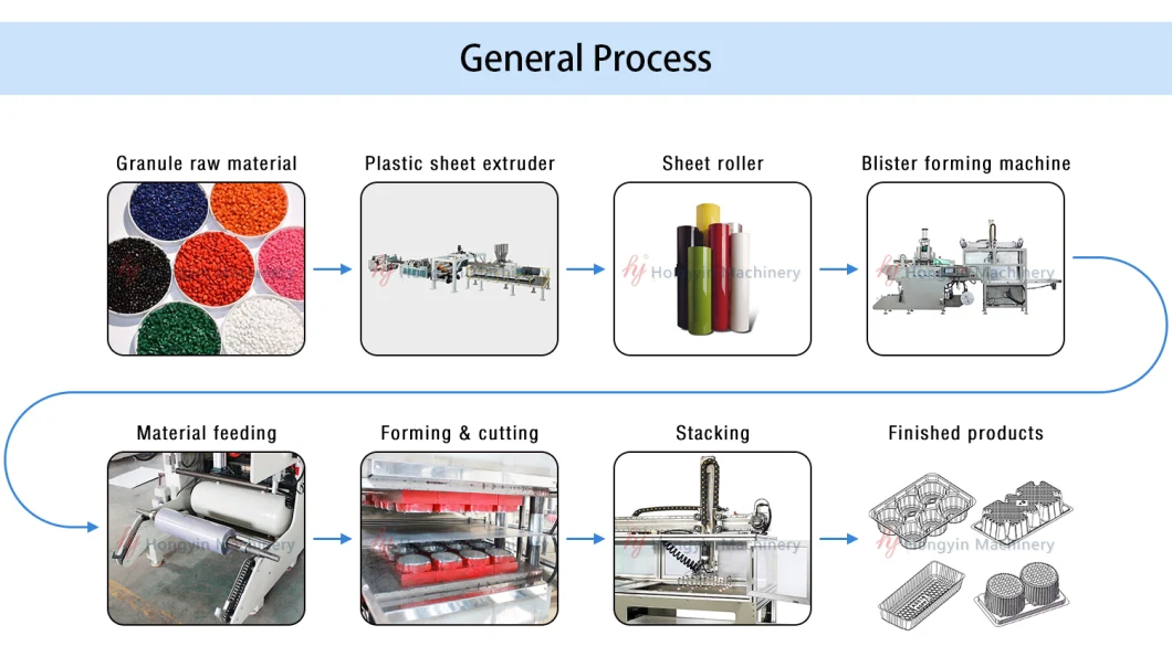 Automatic BOPS Plastic Flat Tray/ Cake Box/ Sushi Box/Sushi Lid /Cookie Tray Making Machine BOPS Thermoforming Plastic Forming Machine with Stacker