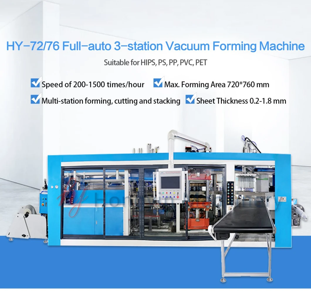 Automatic BOPS Plastic Flat Tray/ Cake Box/ Sushi Box/Sushi Lid /Cookie Tray Making Machine BOPS Thermoforming Plastic Forming Machine with Stacker