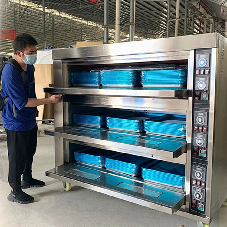 Industrial Commercial Machinery Equipment Electric 3 Deck 6 Tray Price Bakery Toaster Bread Pizza Cake Baking Gas Oven Machine for Baking Cakes