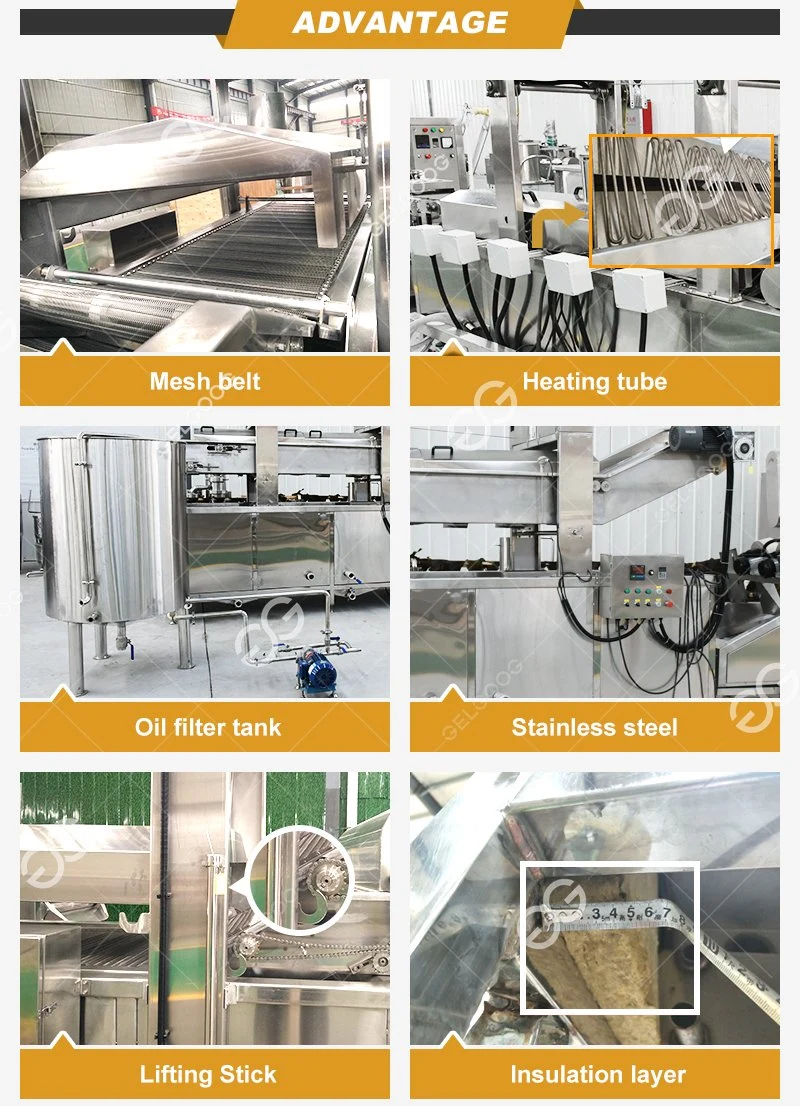 Automatic Snacks Continuous Fried Pea Nuts Fryers Line Peanut Frying Machine