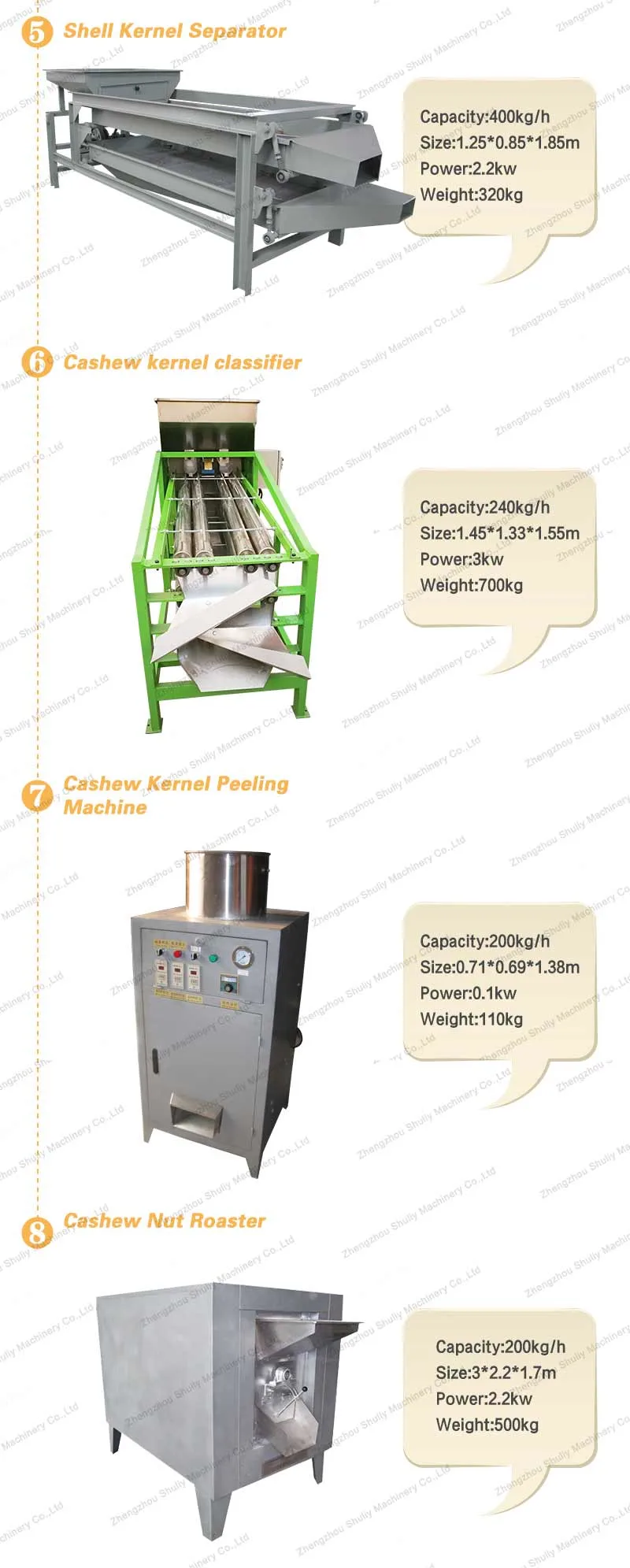 200kg/H Automatic Cashew Nut Shelling Machine with Good Price