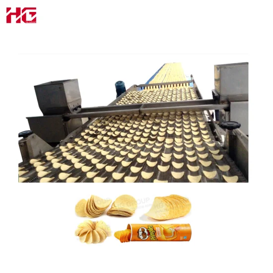 Automatische Pringles-Produktionslinie für stapelbare Kartoffelchips. Maschine zur Herstellung von Kartoffelchips, Fritteuse, Frittieren von Keksen, Kuchenherstellung, Bäckerei, Snack-Food-Verarbeitungsmaschine